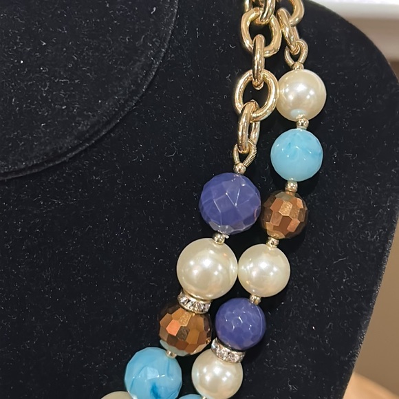 Bill Blass Double Strand Blue Beaded / Pearl Necklace - Picture 4 of 11